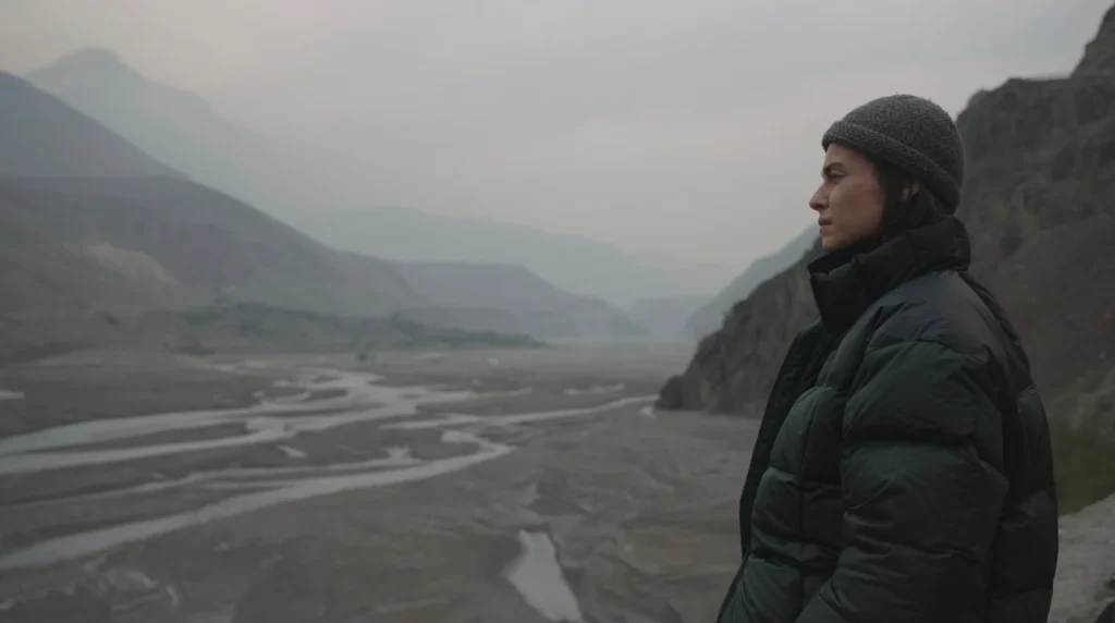 Mustang, Kasia Smutniak guarda una valle del Mustang in Nepal in una scena del documentario